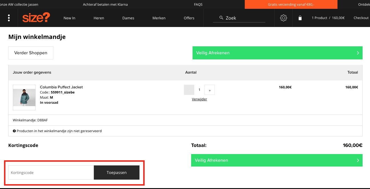Size? kortingscode