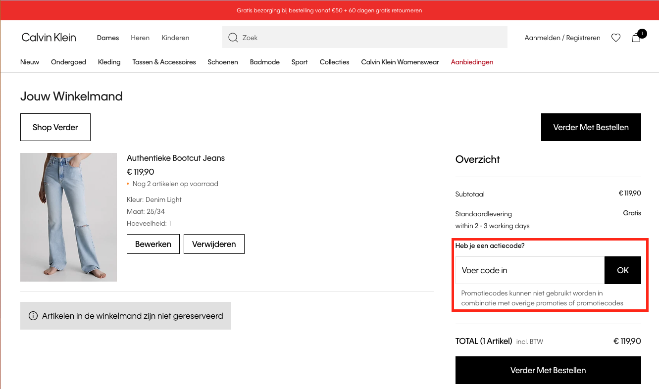 Calvin Klein kortingscode